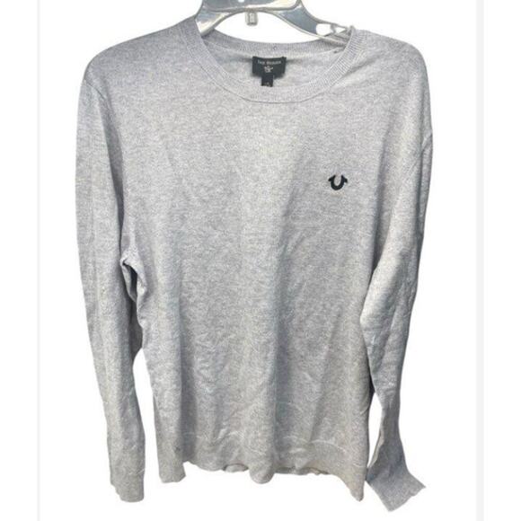 Men’s True Religion Y2K Heather Grey Crewneck Sweater Size L – NWT - Picture 1 of 5